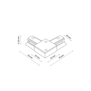 Conector Tracer unghiular din metal, alb