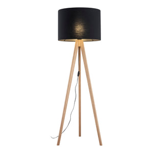 Lampă de podea Grand, pin, abajur negru