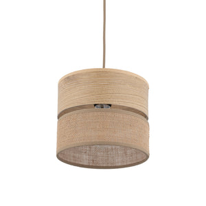 Lustră Dorma cu 1 bec și abajur din iută, lemn deschis, Diametru 200 mm