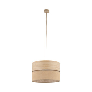 Lustră Dorma cu 1 bec și abajur din iută, lemn deschis, Diametru 380 mm