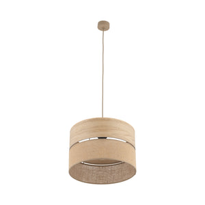 Lustră Dorma cu 1 bec și abajur din iută, lemn deschis, Diametru 380 mm