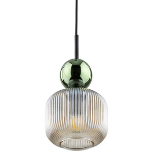 Lustră Sophia cu 1 glob oval, verde și coniac