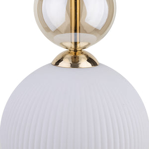 Lustră Sophia cu 1 glob rotund, coniac și alb