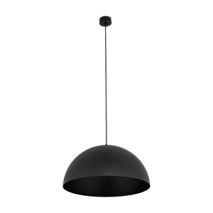 Abajurul Titan negru văzut oblic, de jos, cu interiorul