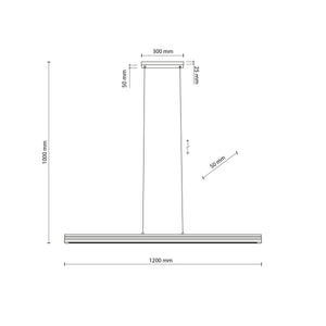Lustră Viga din lemn, lemn pin periat nuc, Lungime 1205 mm, lățime 50 mm