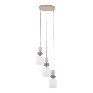Lustră Zen Botti cu rozetă rotundă, salvie alb, 3 becuri