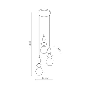 Lustră Zen Fuso cu rozetă rotundă, salvie alb, 3 becuri