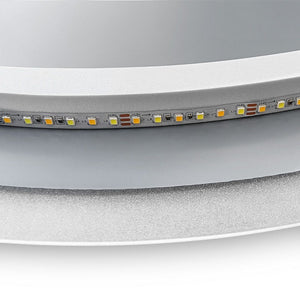 Detaliu al oglinzii Sonora: banda LED din spatele oglinzii, cu diametrul de 80 cm