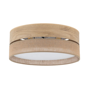 Plafonieră Dorma cu abajur din iută, lemn deschis, Diametru 450 mm