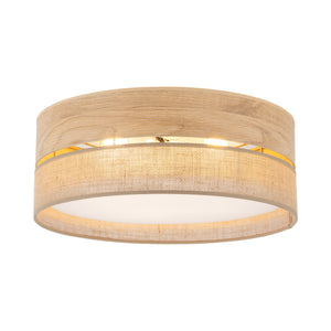 Plafonieră Dorma cu abajur din iută, lemn deschis, Diametru 450 mm