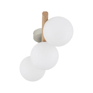 Plafonieră Estera din sticlă, lemn, 3 becuri