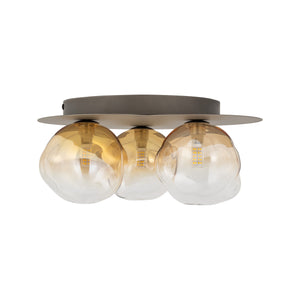 Plafonieră Lava din sticlă, maro închis, Lungime 330 mm, lățime 370 mm
