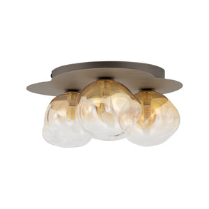 Plafonieră Lava din sticlă, maro închis, Lungime 330 mm, lățime 370 mm