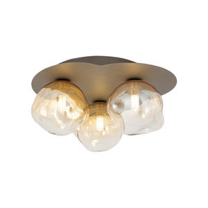 Plafonieră Lava din sticlă, maro închis, Lungime 330 mm, lățime 370 mm