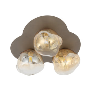 Plafonieră Lava din sticlă, maro închis, Lungime 330 mm, lățime 370 mm