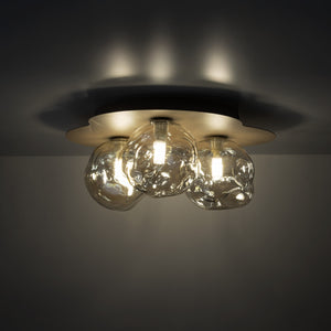 Plafonieră Lava din sticlă, salvie, Lungime 330 mm, lățime 370 mm
