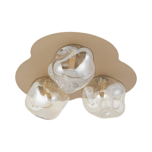 Plafonieră Lava din sticlă, salvie, Lungime 330 mm, lățime 370 mm