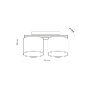 Plafonieră Viga Shade cu abajur din in, 2 becuri