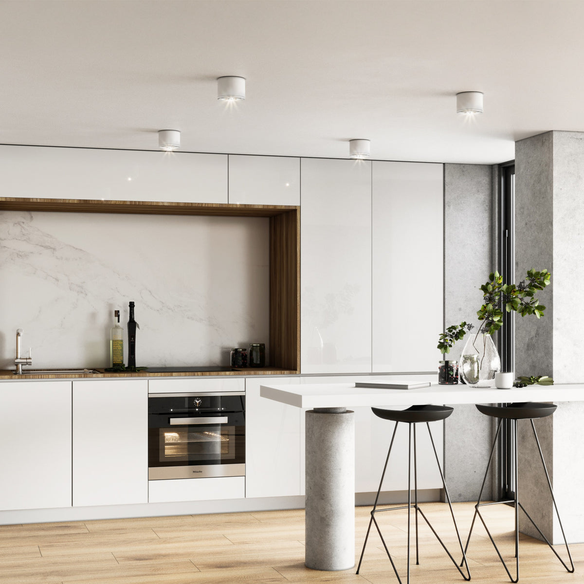 Plafonieră Vivo din metal, alb