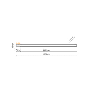 Șină Tracer din metal, negru, 2 m