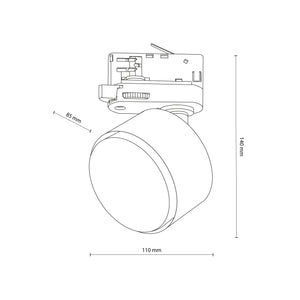 Spot pentru șină Tracer cu 3 circuite, negru