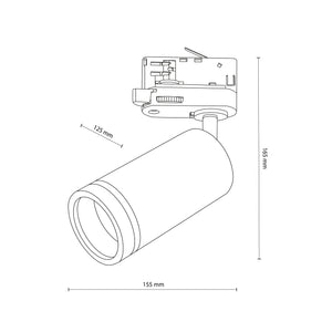 Spot pentru șină Tracer Jet Ring cu 3 circuite, negru