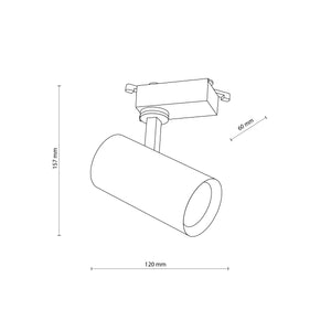Spot pentru șină Tracer din metal, alb, Lungime 60 mm, lățime 120 mm