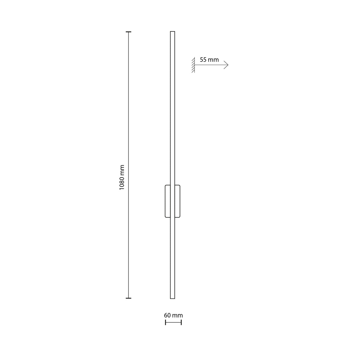 Aplică Flash, lemn pin, L, 55 × 60 × 1080 mm
