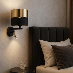 Aplică Hilton cu soclu E27, negru și auriu