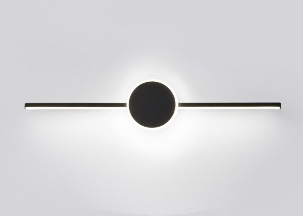 Aplica Luneta în negru aprinsă, lumină rece (81 cm lățime) 2