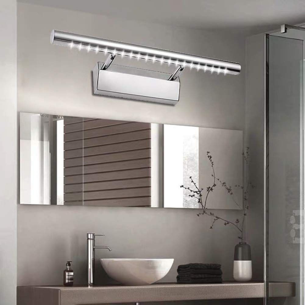 Aplica Ravel în crom: tub cu LED-uri deasupra unei oglinzi late (55 cm lățime)