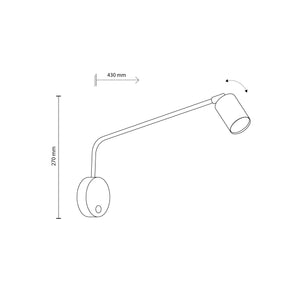 Aplică Nex din oțel, negru, Lungime 430 mm, lățime 100 mm