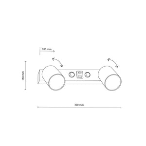 Aplică Nex USB din oțel, negru, 8 W