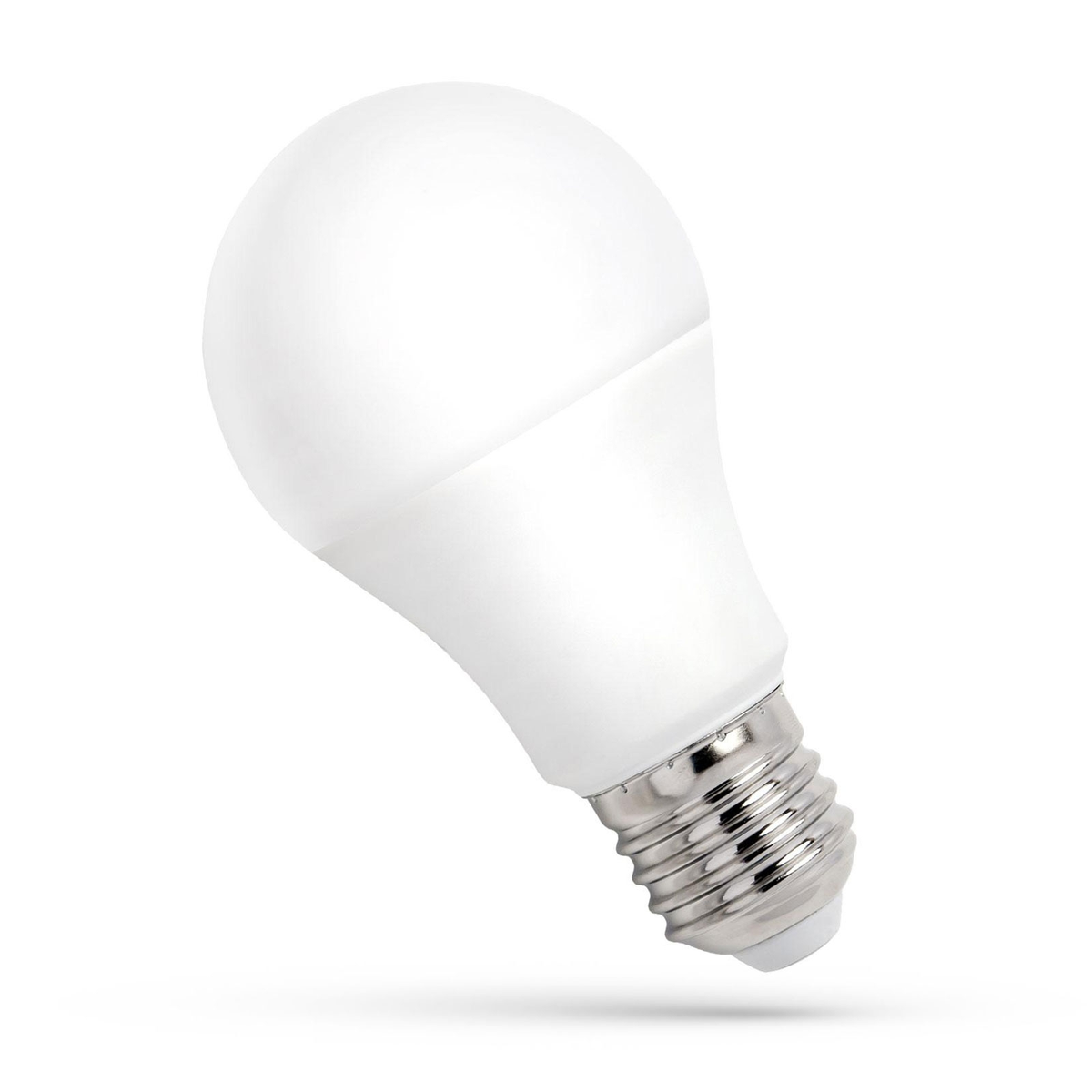 Becul LED E27 de 13 W cu lumină caldă, sticlă mată albă, pe fundal alb