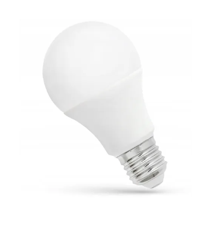 Becul LED E27 de 13 W cu sticlă mată albă și corp alb, pe fundal alb