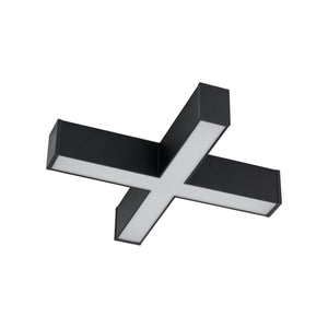 Conectorul LED în cruce Luxe Pro negru, cu difuzorul opal
