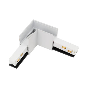 Conector Magnetic Easy tip L flexibil pentru șină aparentă, alb