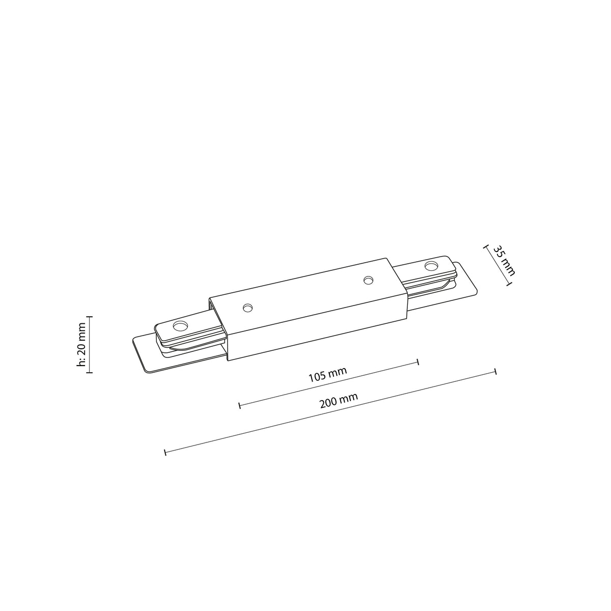Conector Tracer drept cu alimentare din metal, alb