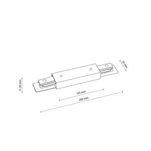 Conector Tracer drept cu alimentare din metal, negru