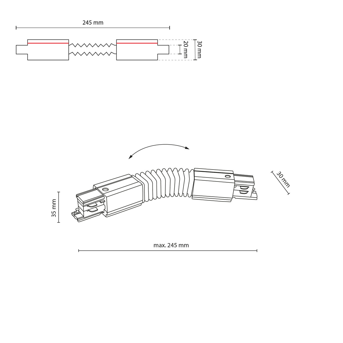 Conector Tracer flexibil cu 3 circuite, alb