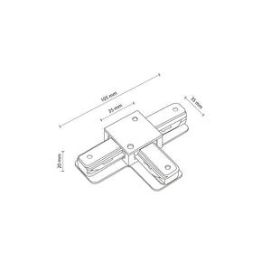 Conector Tracer în T din metal, negru