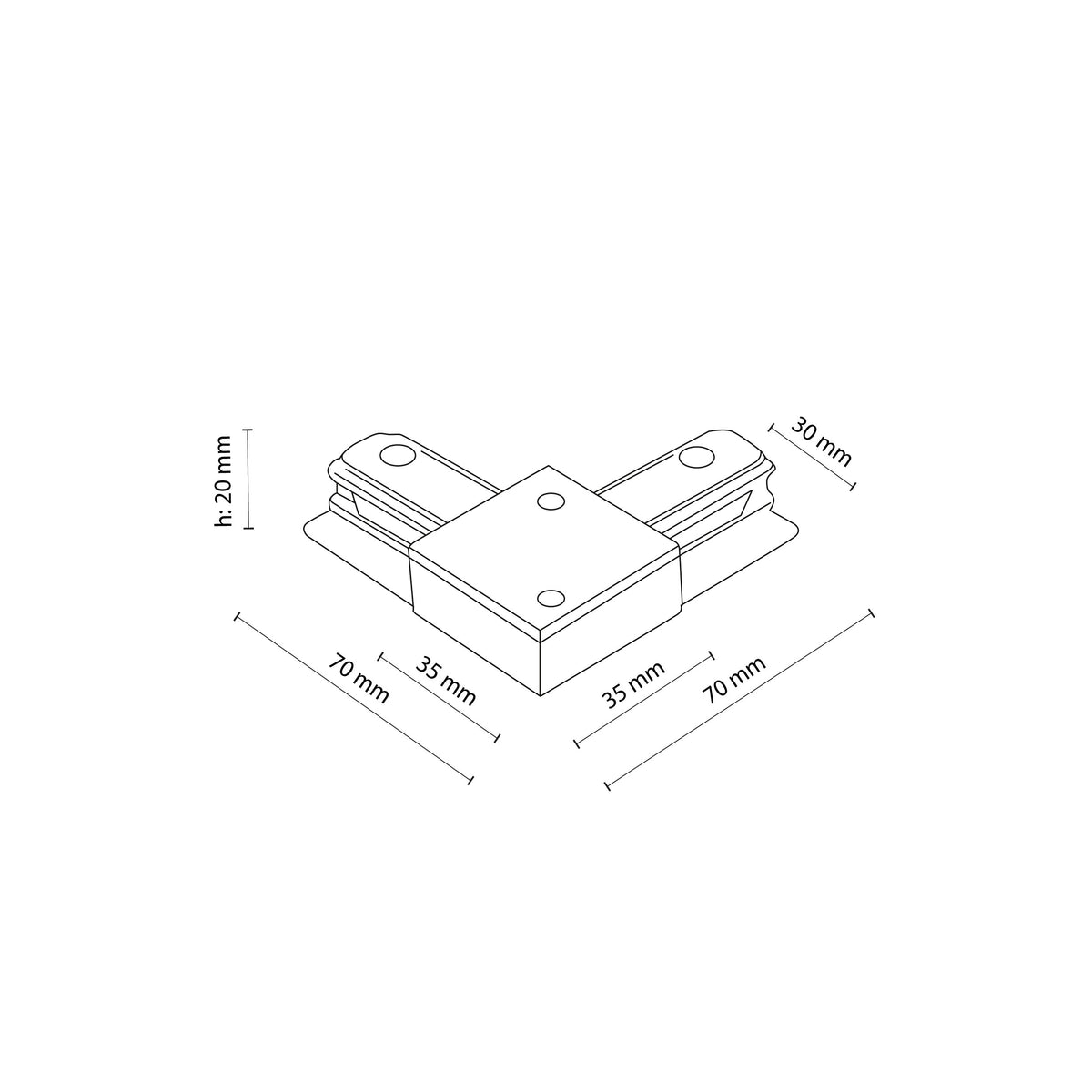 Conector Tracer unghiular din metal, alb