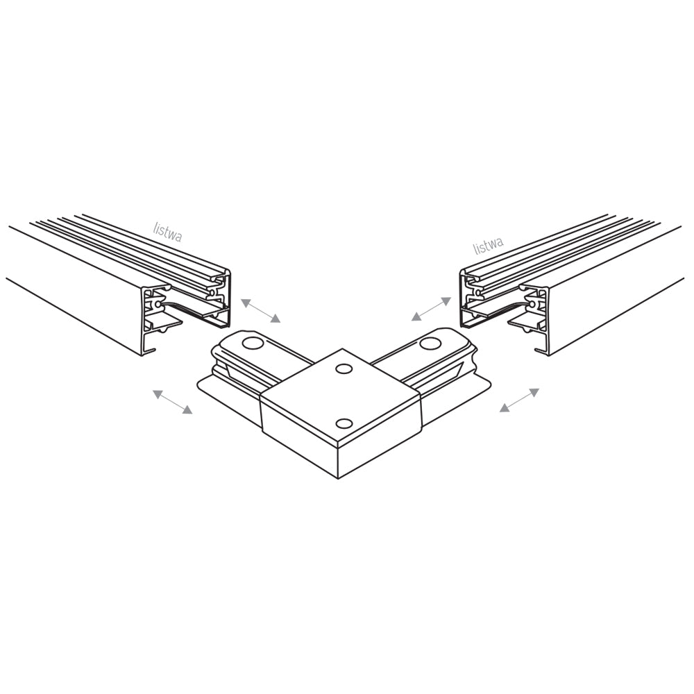 Conector Tracer unghiular din metal, negru