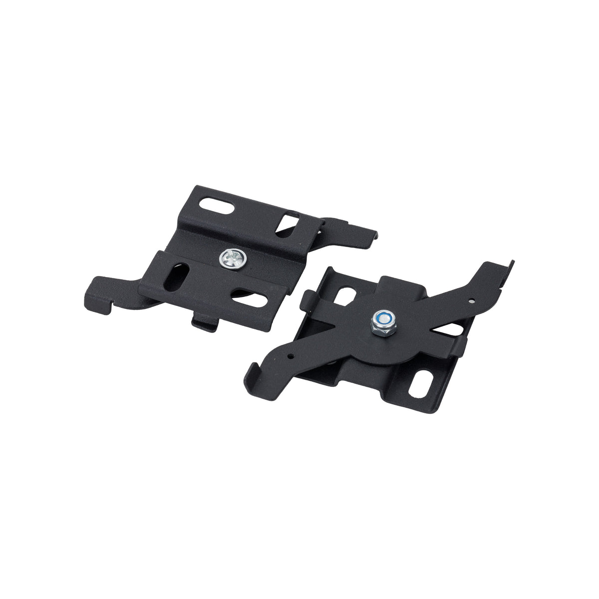 Două cleme metalice negre ale kitului de montaj Luxe Pro