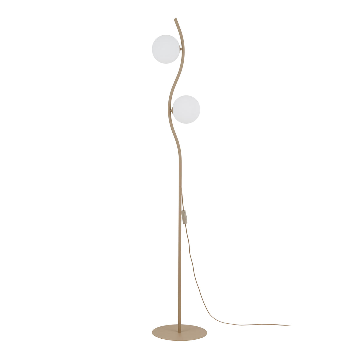 Lampadarul Ancona nisip cu 2 globuri albe, pe fundal alb