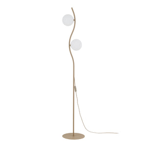 Lampadarul Ancona nisip cu 2 globuri albe, pe fundal alb