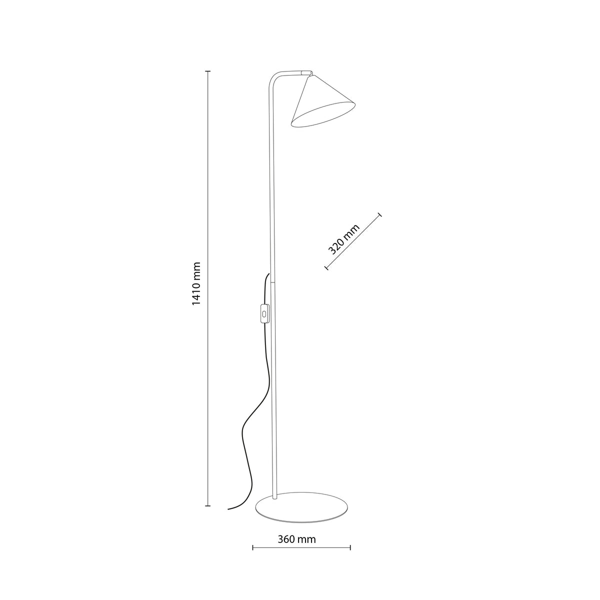 Lampă de podea Cono cu soclu E14 din metal, salvie