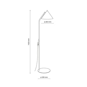 Lampă de podea Cono cu soclu E27 din metal, negru, 15 W