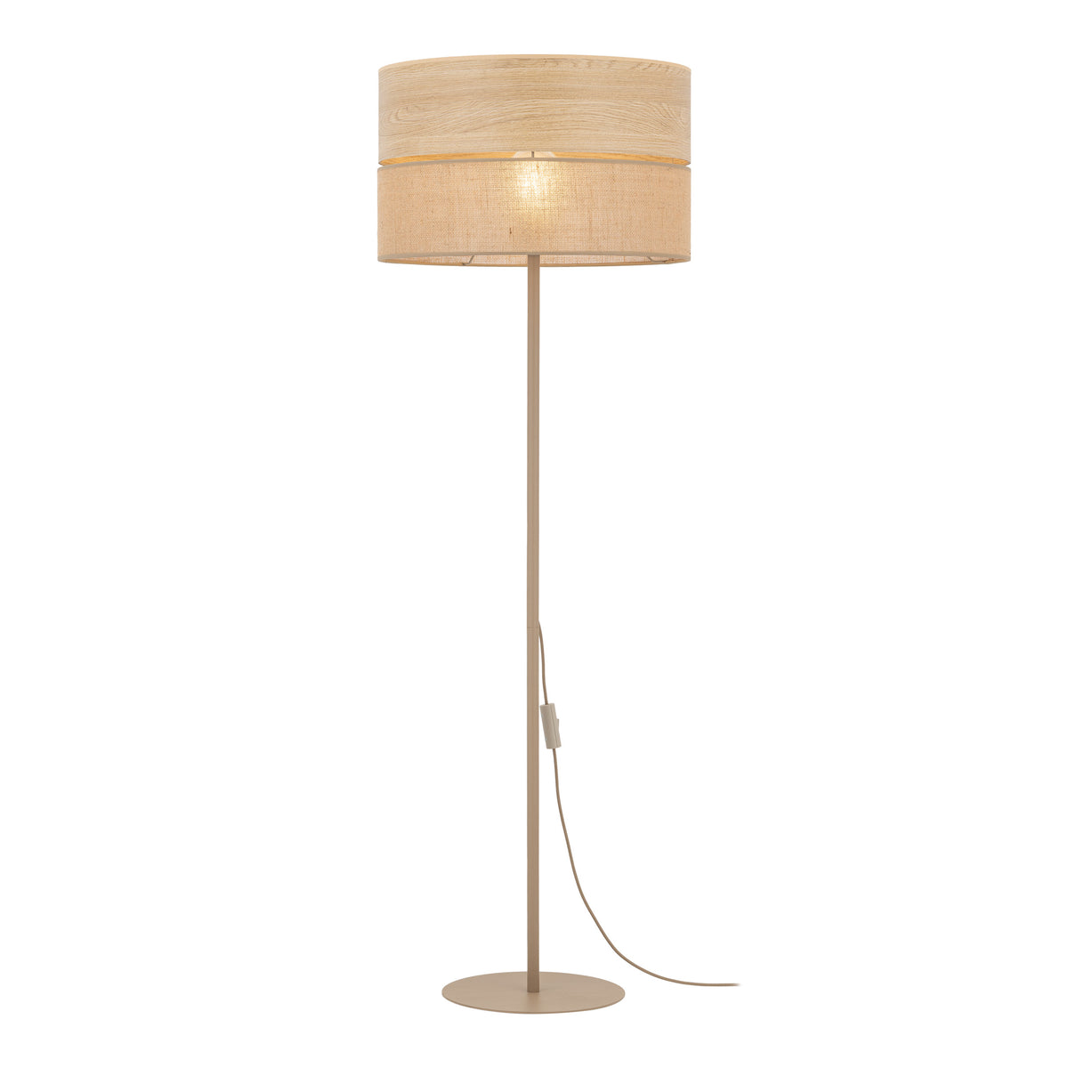 Lampă de podea Dorma cu abajur din iută, lemn