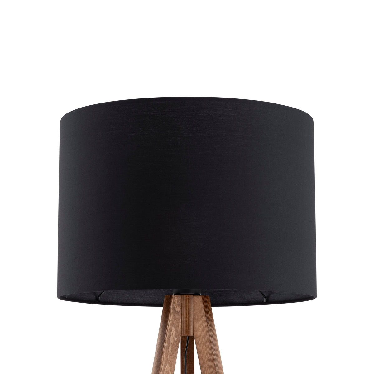 Lampă de podea Grand, nuc, abajur negru